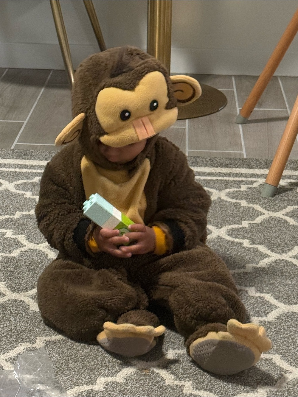 Plush Brown Monkey Kids Costume – Soft Fuzzy Onesie
